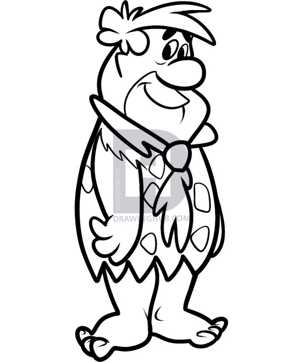614x720 how to draw fred flintstone, step