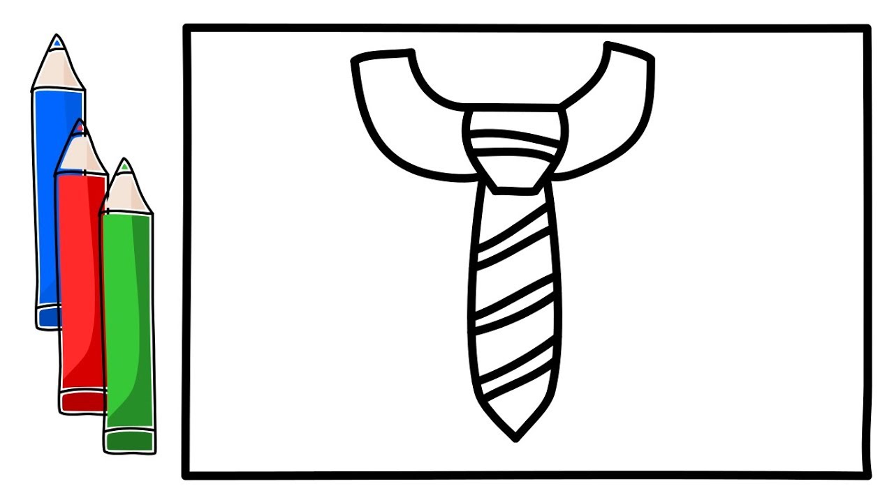 1280x720 Drawing And Coloring Tie Necktie For Kids Drawing For Kids Easy