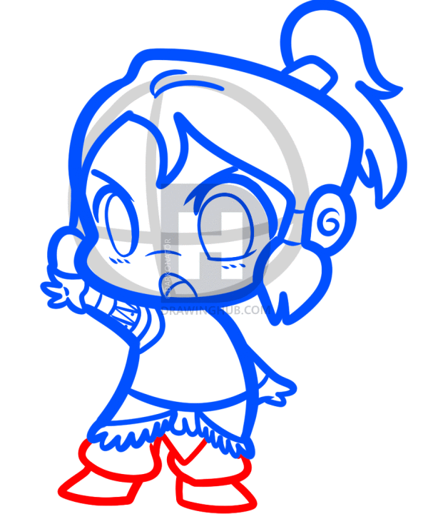 614x720 how to draw chibi korra, legend of korra, step
