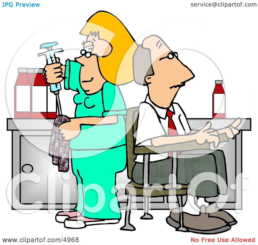 1080x1024 Nurse Cleaning Needle After Drawing Blood Samples From Male