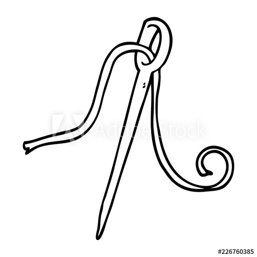 500x500 Line Drawing Cartoon Needle And Thread