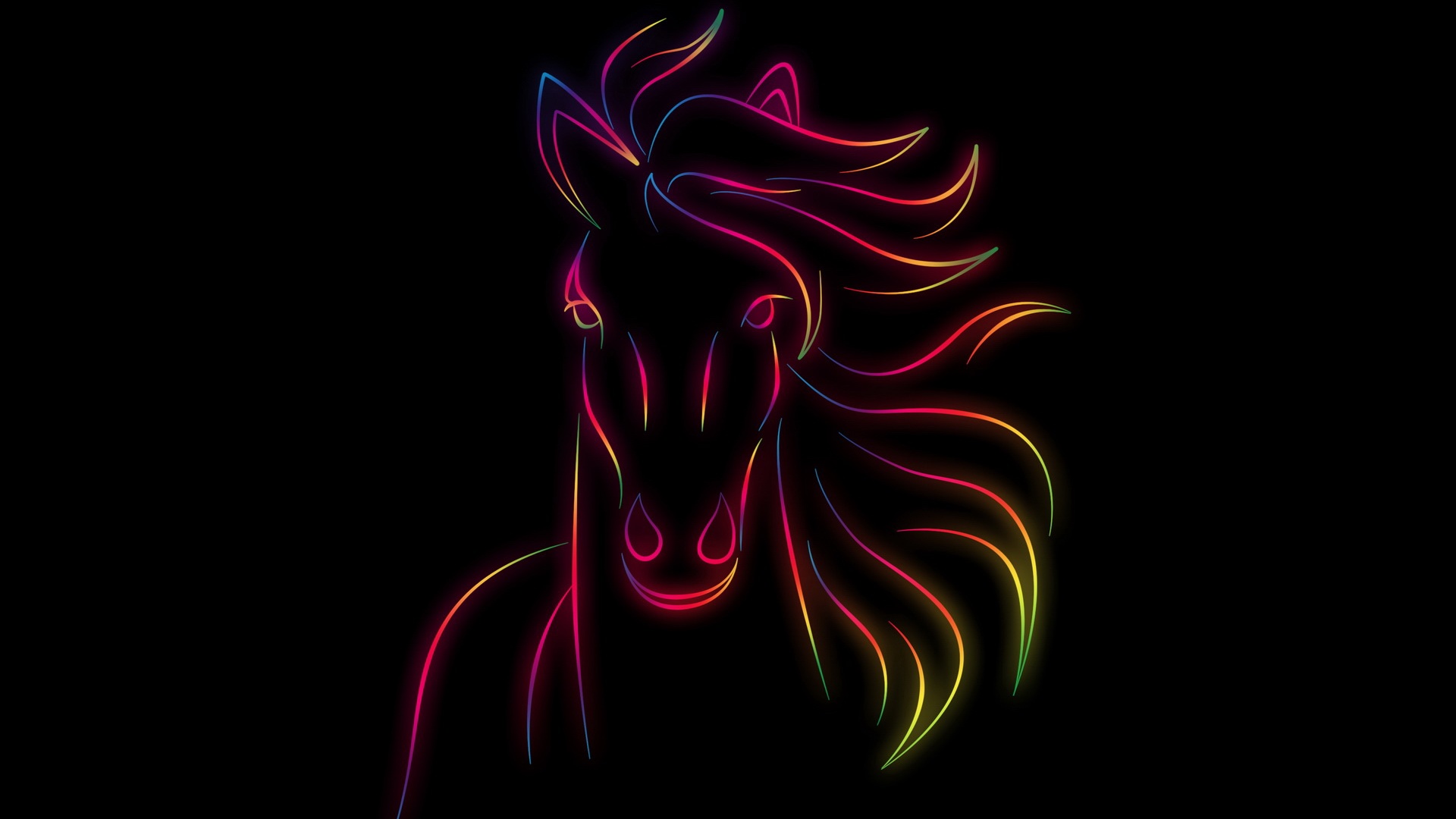 1920x1080 Free Photo Horse, Art, Drawing, Mane, Head, Neon, Animals