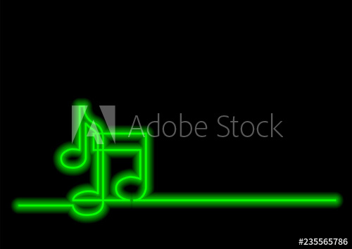 500x354 Continuous Line Drawing Of Music Notes With Neon Vector Effect