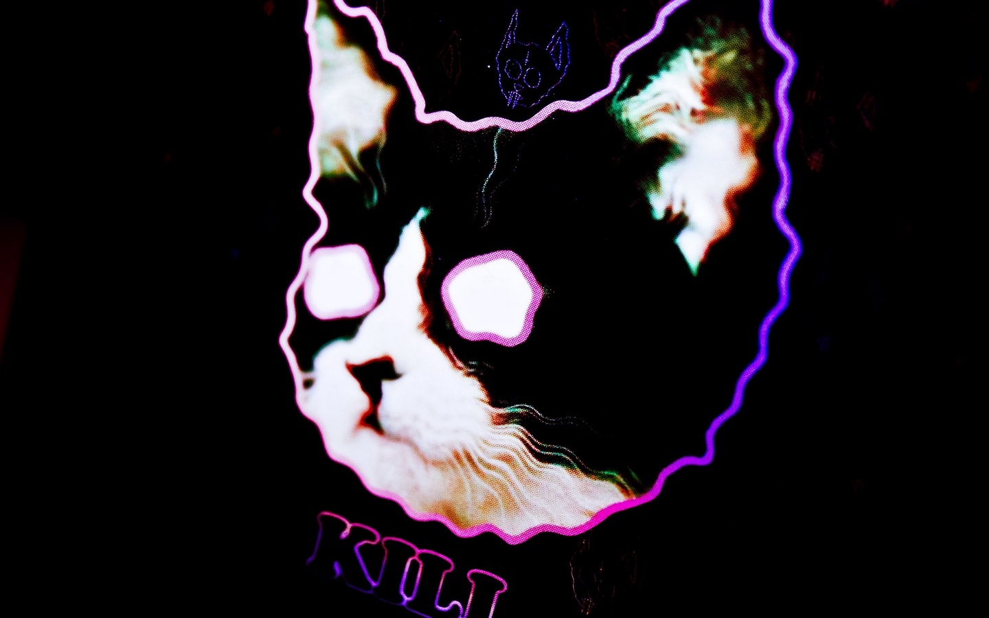 1440x900 Download Wallpaper Cat, Drawing, Neon, Face, Light