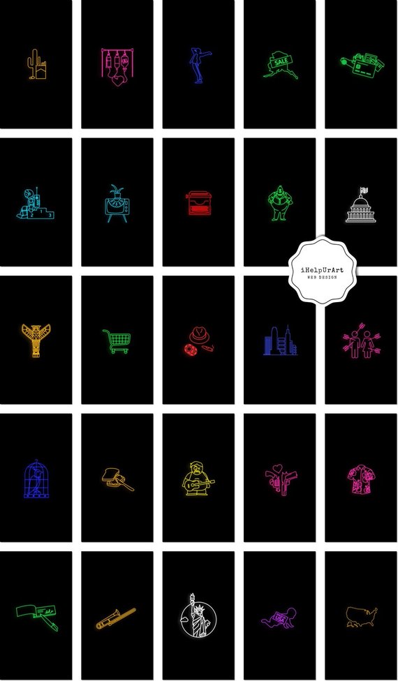 570x976 neon instagram story highlight covers