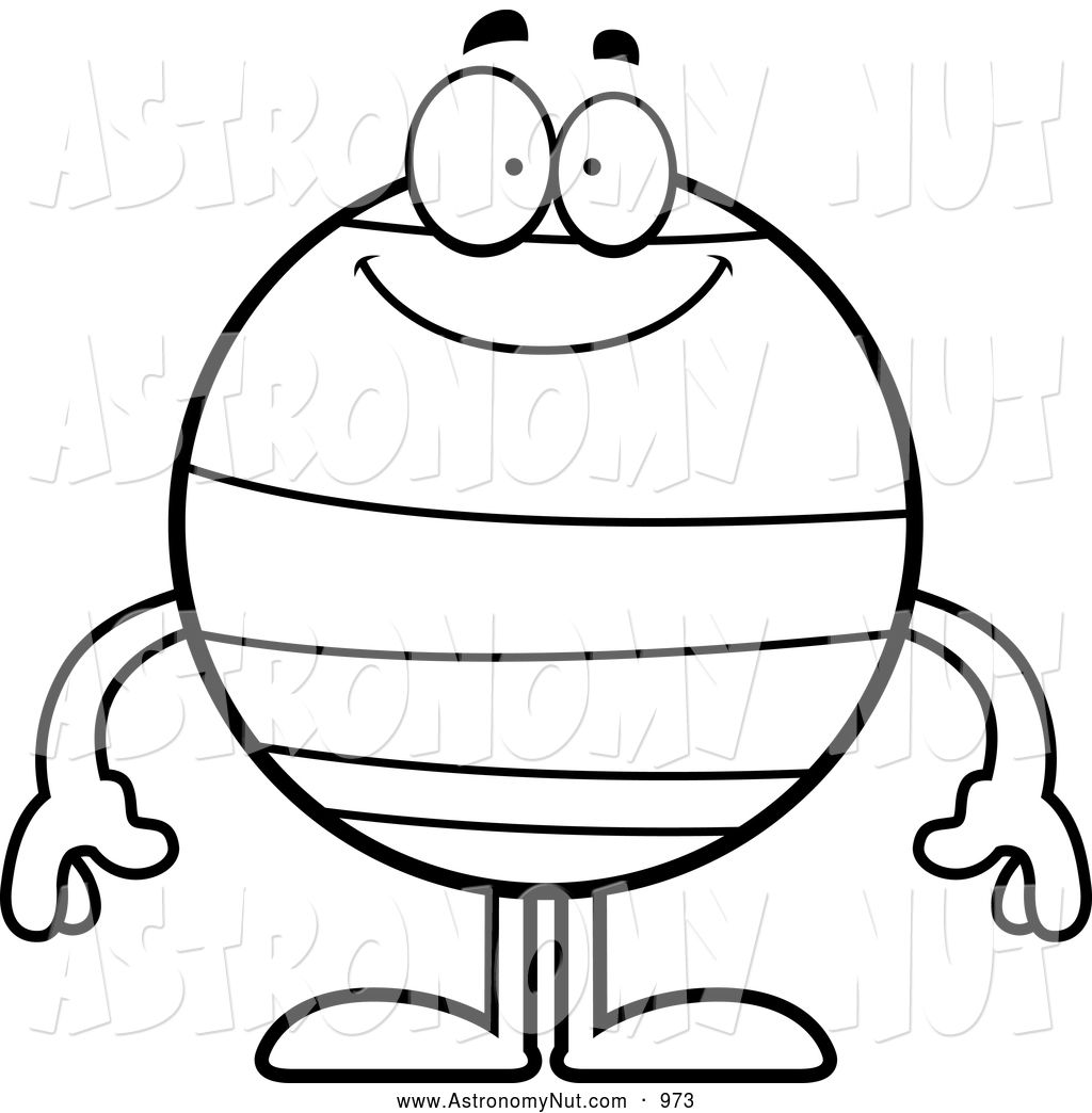 1024x1044 clipart of a black and white outlined smiling neptune