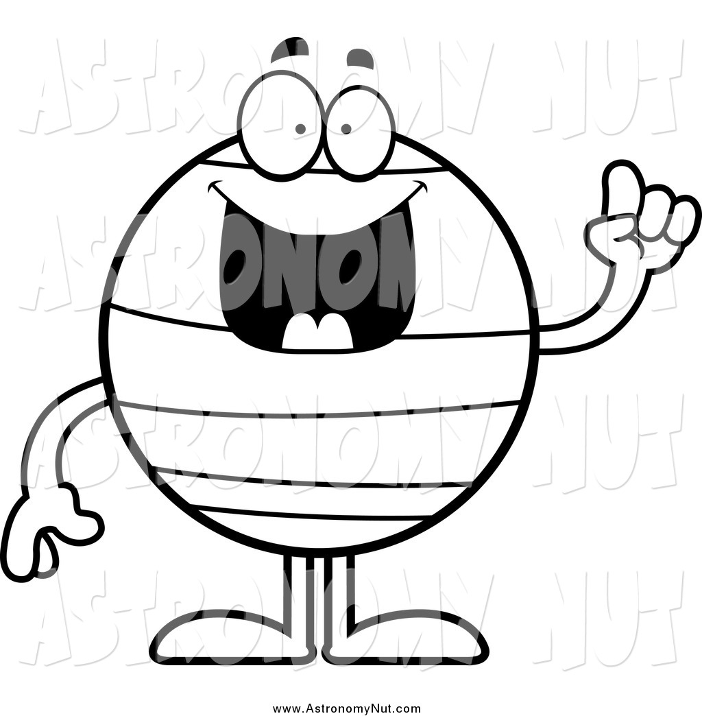1024x1044 clipart of a black and white smart neptune with an idea