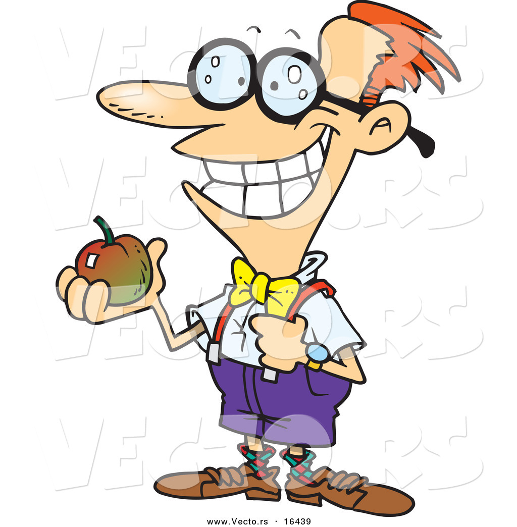 1024x1044 Vector Of A Cartoon Cartoon Nerdy School Boy Holding An Apple