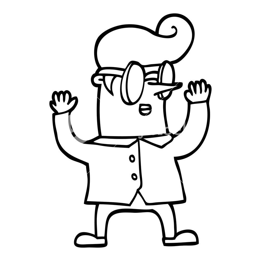 1000x1000 Black And White Cartoon Nerd Man Royalty Free Stock Image