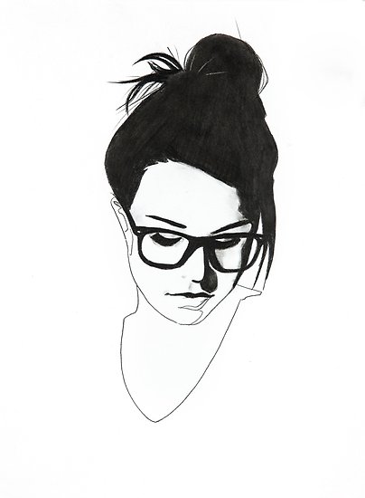 404x550 Nerdy Girl With Bun And Glasses Posters