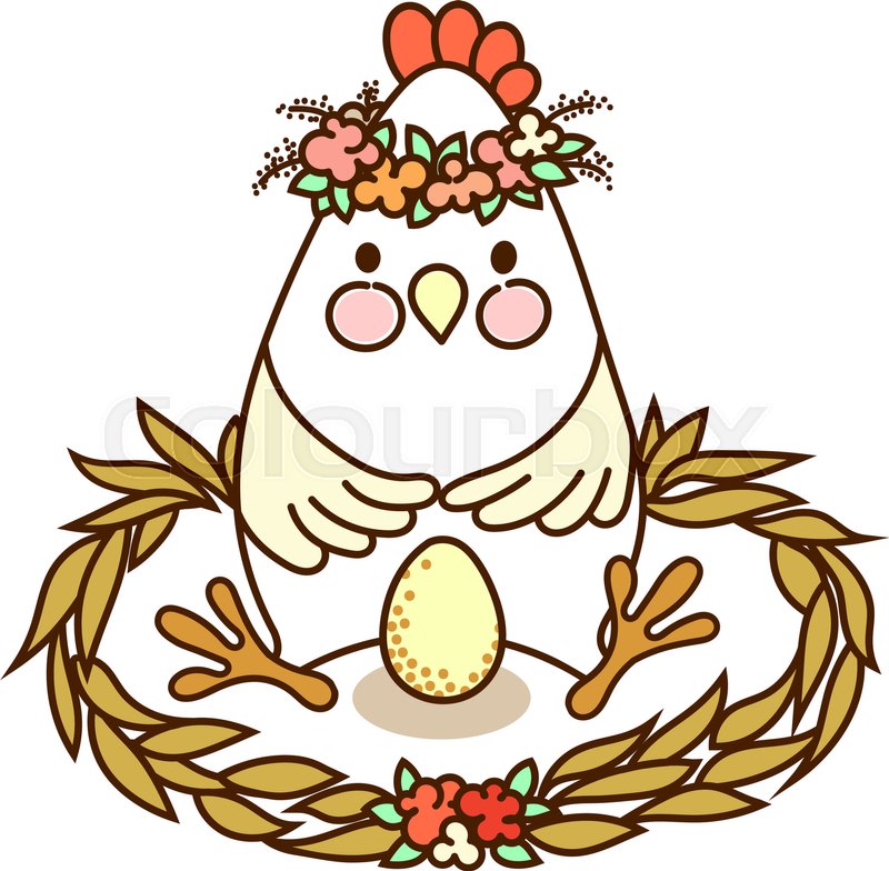 800x784 Cute Chicken With Egg Sitting In The Stock Vector Colourbox