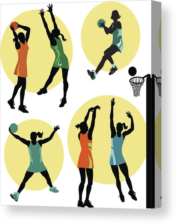 587x750 Set Of Netball Players In Action Canvas Print Canvas Art