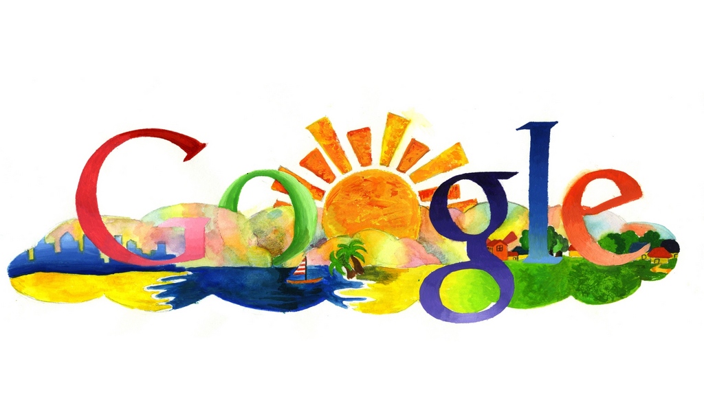 1024x600 Download Wallpaper Google, Search, Logo, Summer, Drawing