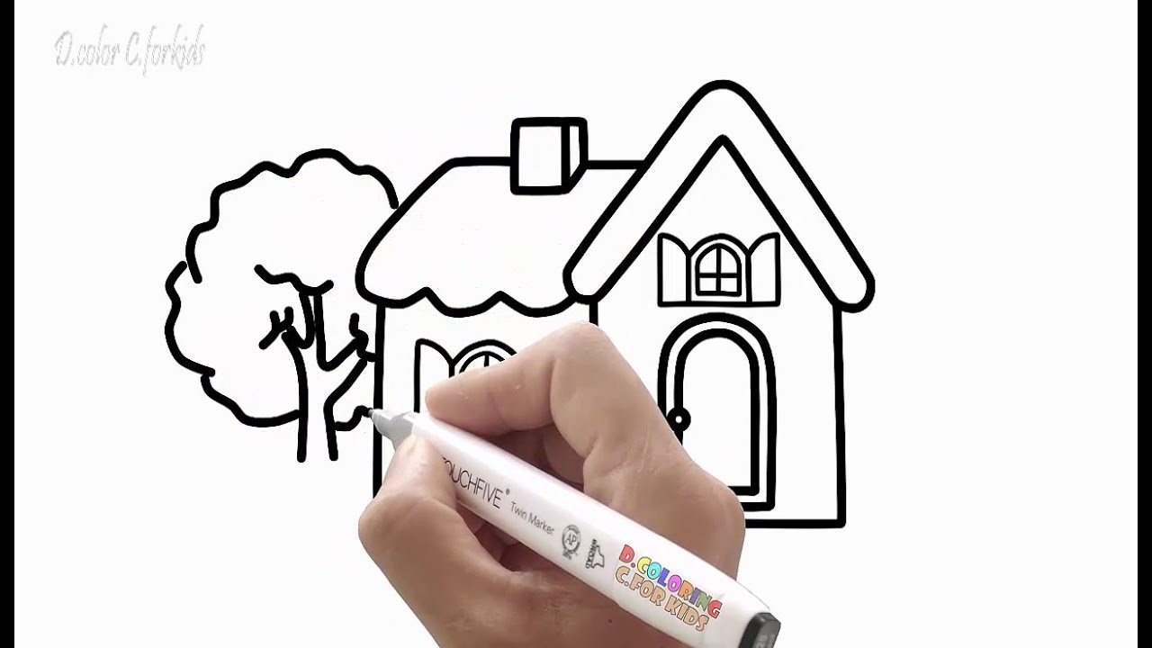 1280x720 Draw And Painting New House And Tree Forkids