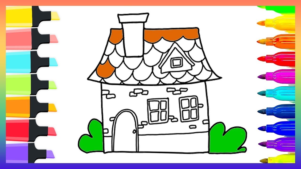 1280x720 How To Draw Color House Drawing On New Learning Kids