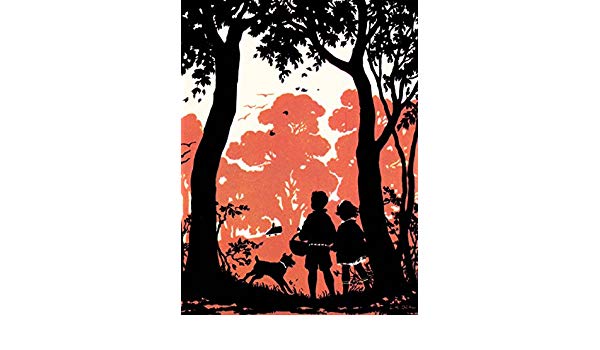 600x350 Painting Drawing Children Kids Forest Dog House Tree Red Black New