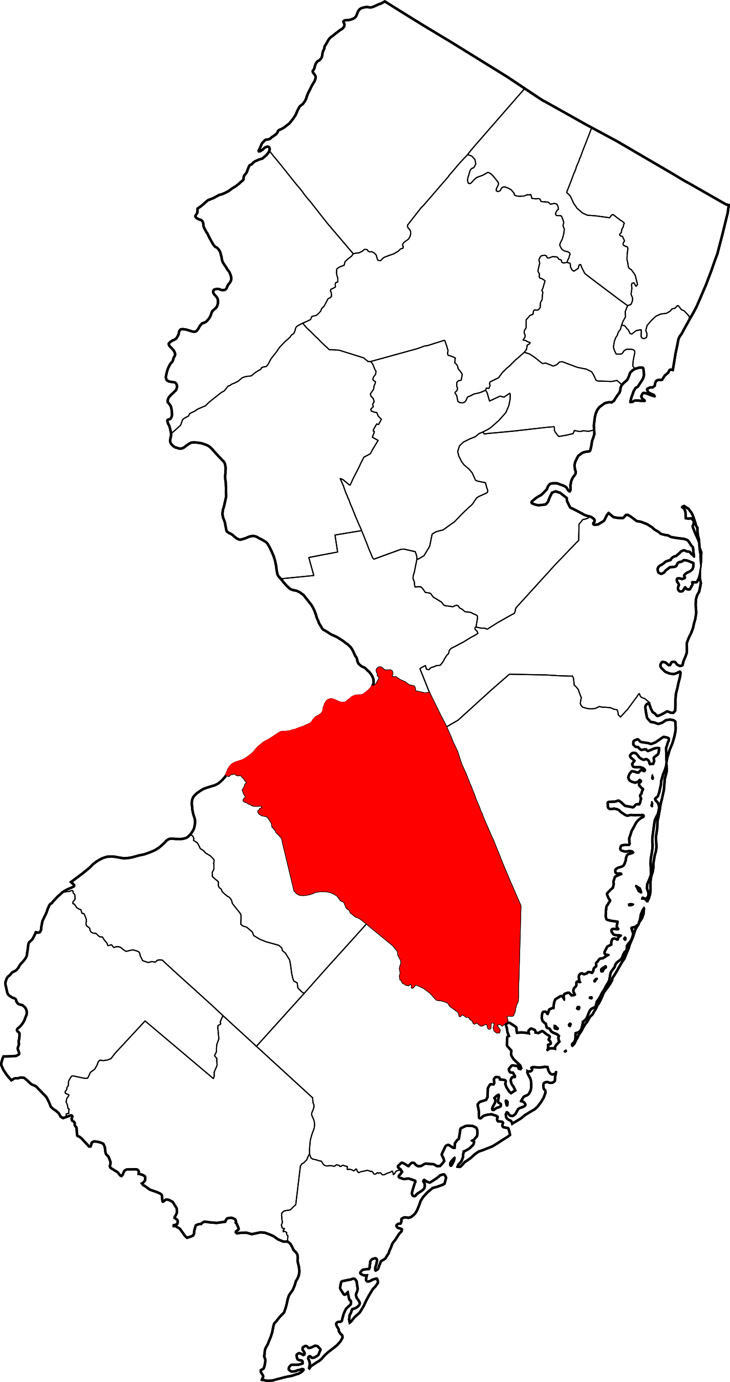 1426x2700 Filemap Of New Jersey Highlighting Burlington County