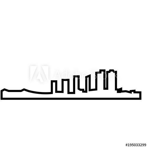 500x500 New Orleans Skyline Silhouette Outline On White Background