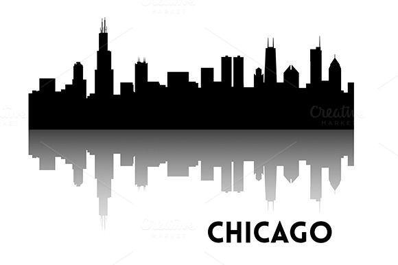 580x386 Chicago Skyline Silhouette Illustrations