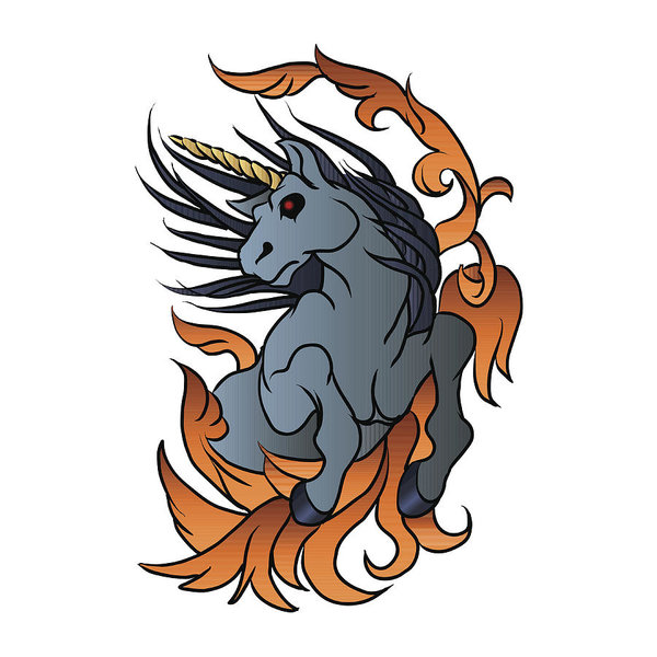 600x600 Unicorn Old School Tattoo Art Print