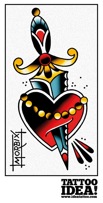 406x800 Draw Your Own Tattoo Heart And Dagger