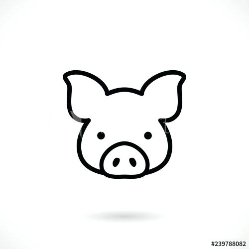 500x500 Pig Outline Pig Line Icon Logo Piglet Face In Outline Style Icon