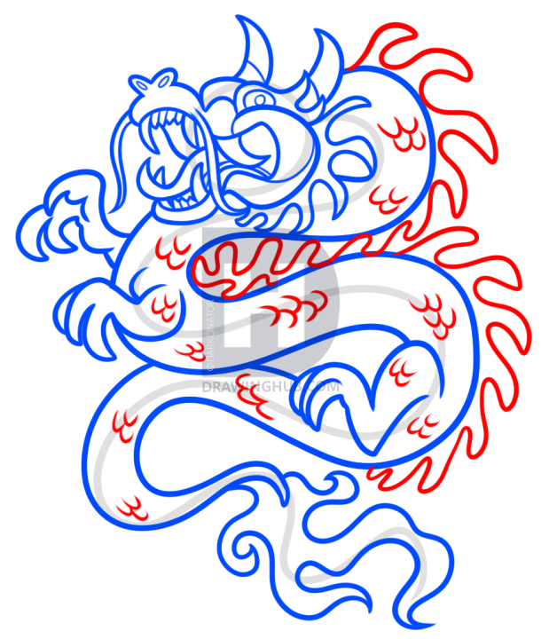 619x720 Chinese New Year Dragon Drawing Lesson, Step