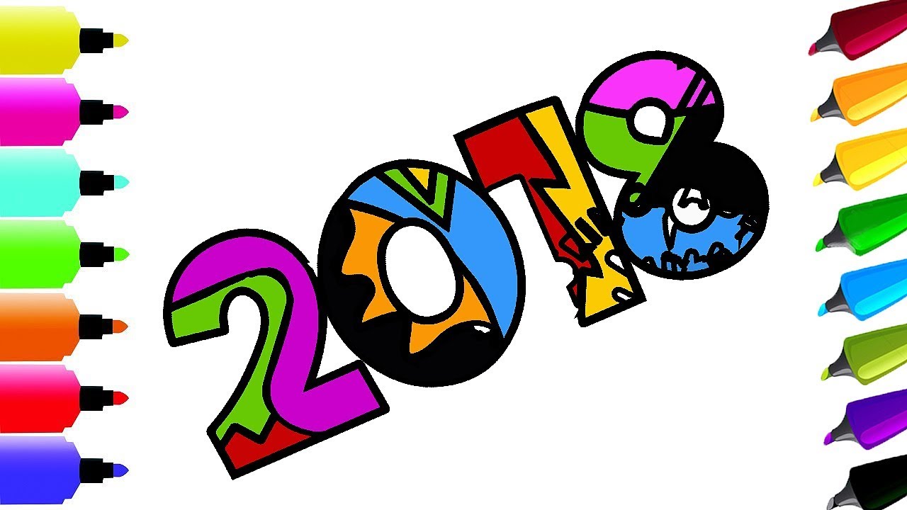 1280x720 How To Drawing And Coloring Happy New Year Coloring