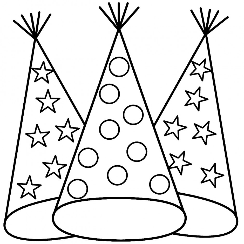 940x940 Print Out Happy New Year Party Hat Coloring For Kids The Home