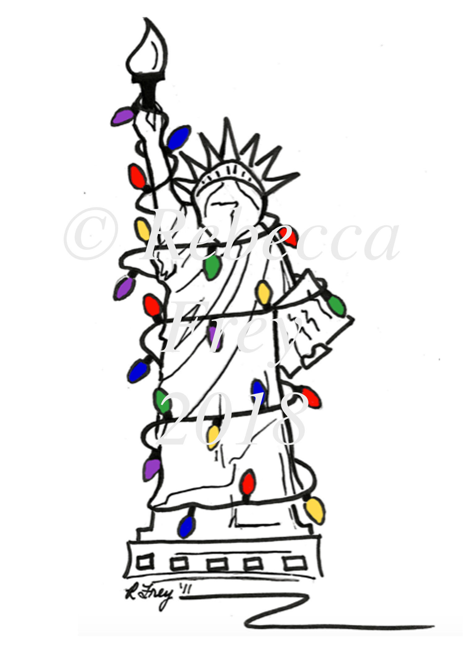 1500x2100 New York City Christmas Nyc Landmarks Statue Of Liberty Etsy