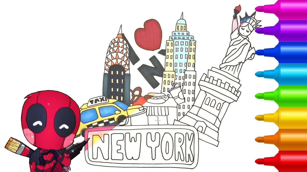 1280x720 How To Draw New York Landmarks Illustration Drawing And Coloring