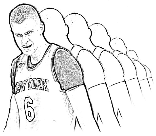 550x479 Kristaps Porzingis Unicorn Swagger Look New York Knicks Sketch