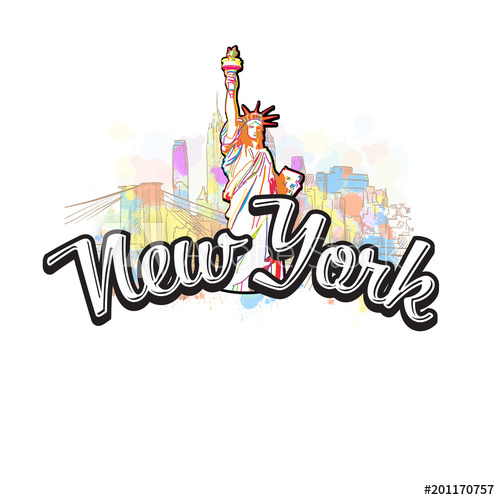 500x500 New York Liberty Statue Drawing With Headline