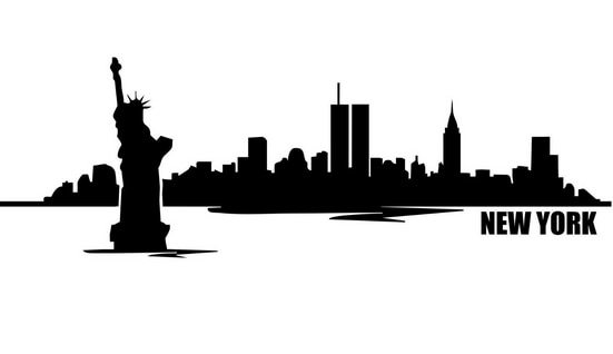 551x318 Skyline Drawing New York Color