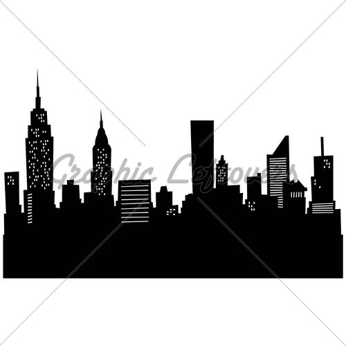 500x500 Cartoon Skyline Silhouette Of New York City Random Nyc
