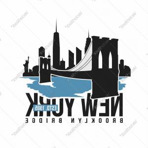 300x300 Stock Illustration New York Panorama Brooklyn Bridge Vector