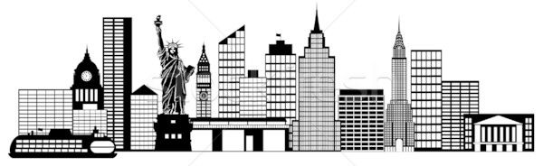 600x184 New York City Skyline Black And White Illustration New York City