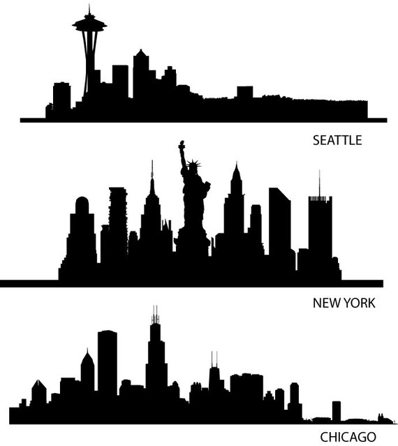 New York Skyline Silhouette Drawing