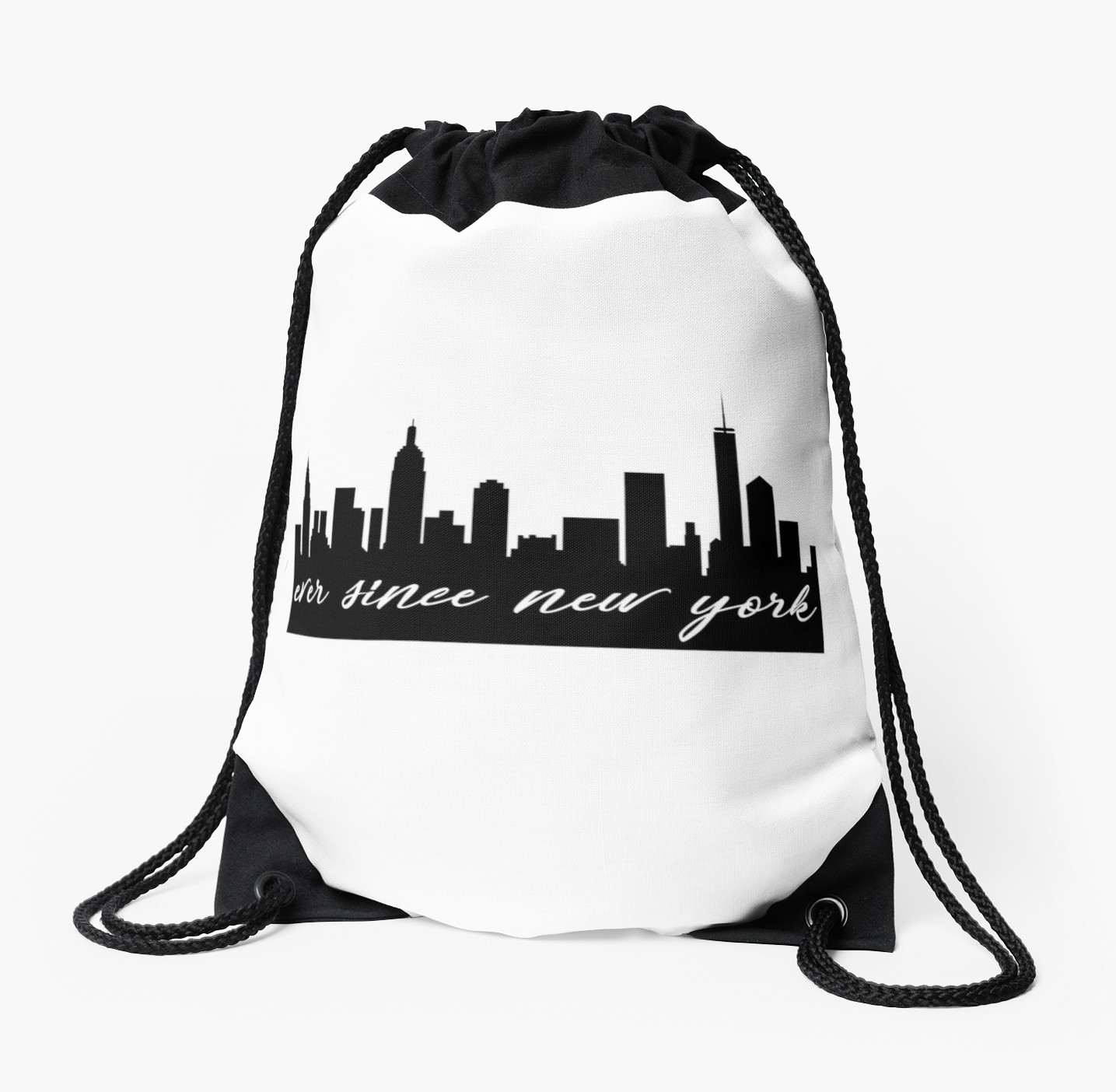 1435x1404 Ever Since New York City Skyline Silhouette Drawstring Bag