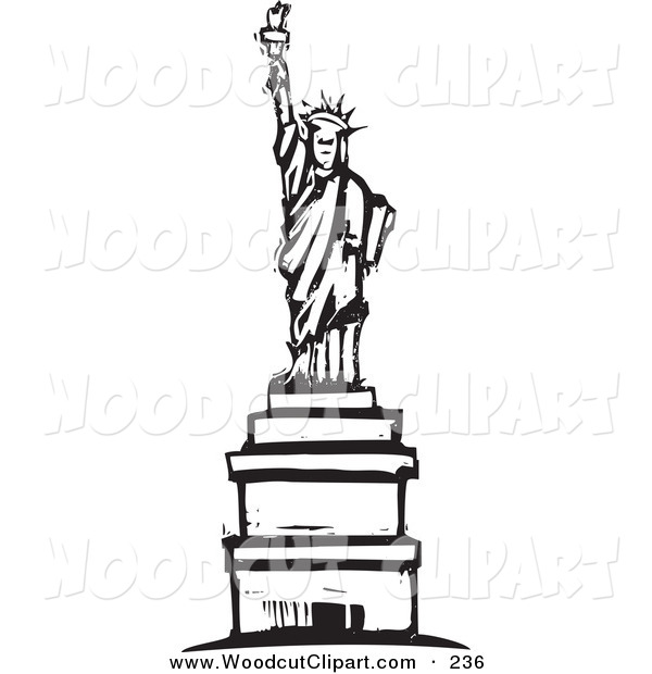 600x620 Of A Black And White Wood Carved Style Statue Liberty In New York