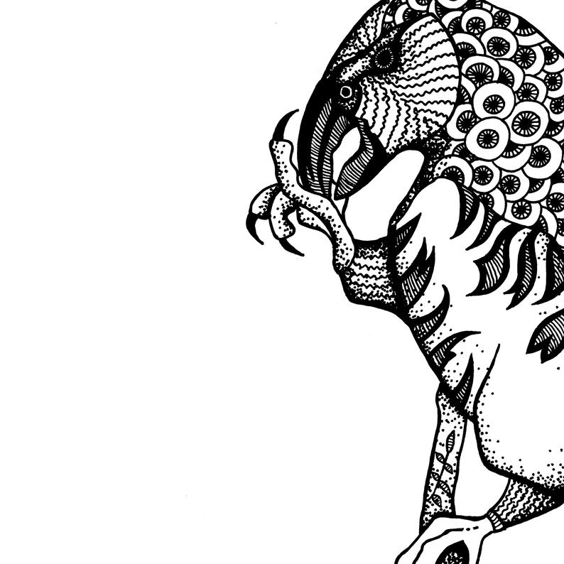 794x794 Kaka Parrot Digital Prints Of Original Ink Drawing Abstract Etsy