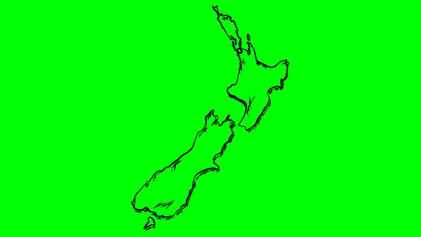 852x480 New Zealand Drawing Outline Map Stock Footage Video