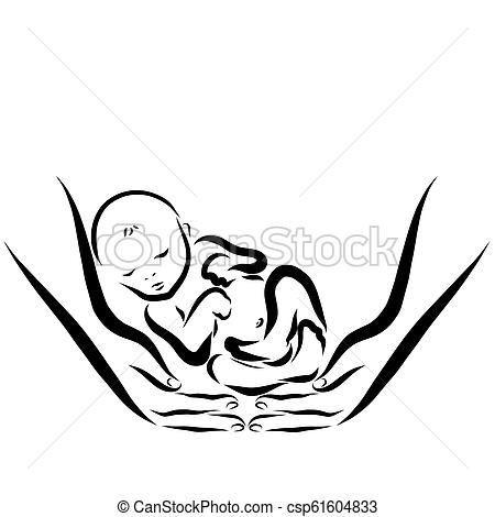 450x470 Hands Holding A Sleeping Newborn Baby