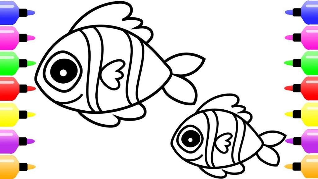 1024x576 How To Draw Fish And Baby Fish For Kids Art Coloring