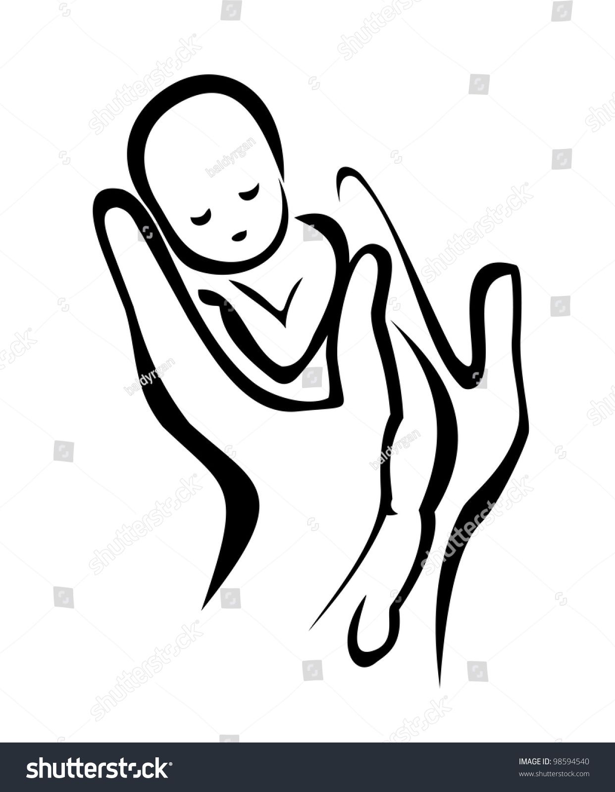 1242x1600 The Hands Holding A Newborn Baby, Symbol In Simple Lines Tats