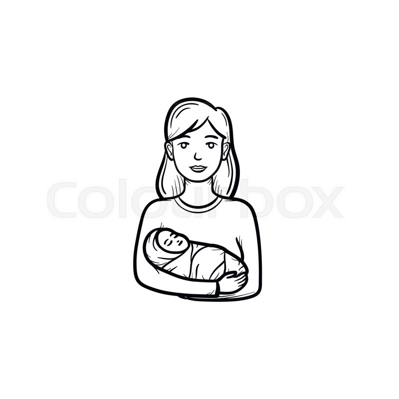 800x800 a mother holding swaddled baby hand stock vector colourbox