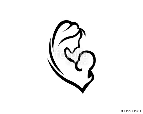 500x400 Breast Feeding Vector Sign Mother Holding Newborn Baby In Arms