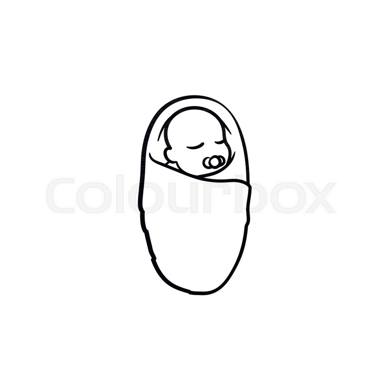 800x800 swaddled baby infant hand drawn stock vector colourbox