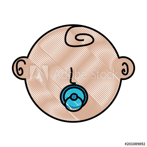 500x500 Cute Face Newborn Boy Baby With Pacifier Vector Illustration