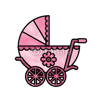 400x400 cute pram baby girl newborn flower decoration vector illustration